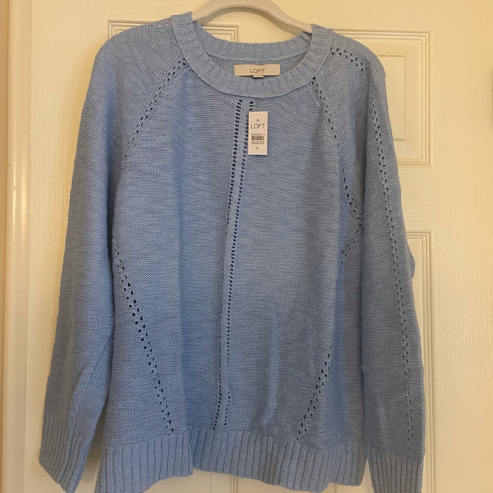 NWT Loft light blue knit sweater sz XL
